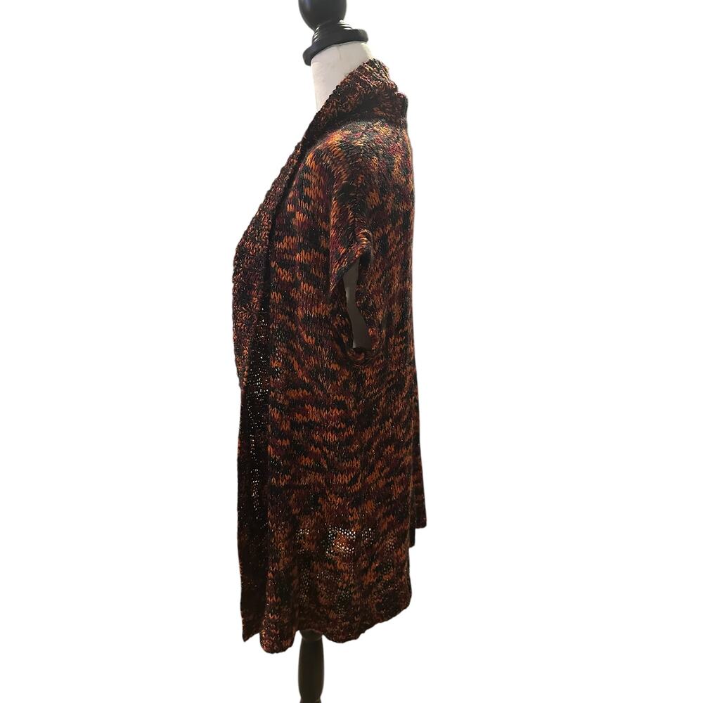 Erika Orange Red Black Sleeveless Sweater Cardigan Small - Picture 4 of 4